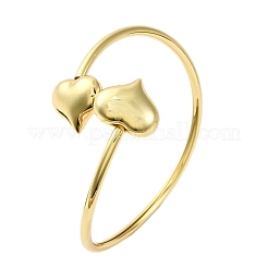Heart Brass Bangles for Women&nbsp;BJEW-Q060-04G
