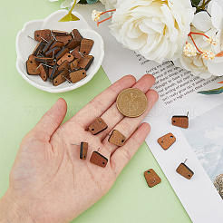 20 Pairs Trapezoid Walnut Wood Stud Earring Findings&nbsp;MAK-HY0001-04