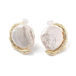 Natural Pearl Ear Studs&nbsp;EJEW-P256-53G