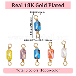 50Pcs 5 Colors Electroplate Glass Faceted Rectangle Connector Charms&nbsp;KK-BM0001-05