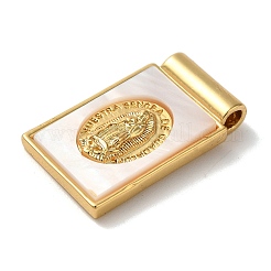Rack Plating Religion Brass Pave Shell Rectangle Pendants&nbsp;KK-K345-14G-03