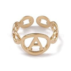 Ion Plating(IP) 304 Stainless Steel Initial Letter A Open Cuff Rings for Women&nbsp;RJEW-G285-56G