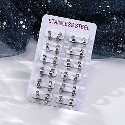 304 Stainless Steel with Cubic Zirconia Polishing effect Hoop Earrings&nbsp;EJEW-M001-25P