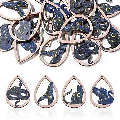 20Pcs 4 Styles Printed Animal Wood Big Pendants&nbsp;WOOD-CJ0001-70