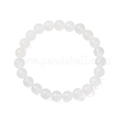 Natural Selenite Round Beads Stretch Bracelets for Men Women&nbsp;BJEW-JB12236