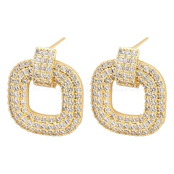 Brass Micro Pave Clear Cubic Zirconia Stud Earrings&nbsp;EJEW-K312-09G