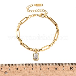 304 Stainless Steel Cubic Zirconia Charm Bracelets&nbsp;SA-CBA8C9C-06A-G
