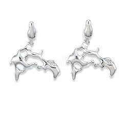 Brass Twist Dangle Stud Earrings for Women&nbsp;EJEW-N012-49P