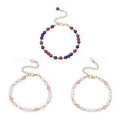 3Pcs 3 Colors Glass Round Beaded Bracelet Set&nbsp;BJEW-JB12072