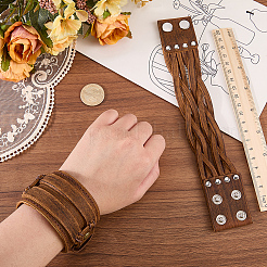 2Pcs 2 Styles Leather Wrap Snap Bracelets&nbsp;BJEW-CL0001-42
