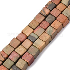 Natural Picasso Stone/Polychrome Jasper Beads Strands&nbsp;G-B155-C10-8x8mm