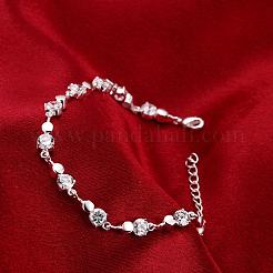 Exquisite Silver Plated Brass Cubic Zirconia Link Bracelets&nbsp;BJEW-BB00758
