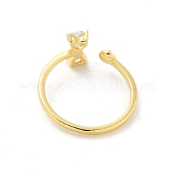 Brass Pave Clear Cubic Zirconia Open Cuff Ring Settings&nbsp;KK-G518-10G-06