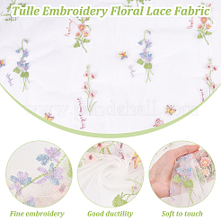 Flower Pattern Embroidered Polyester Tulle Lace Fabric&nbsp;DIY-WH0409-67
