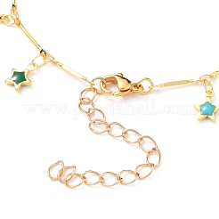 Brass Enamel Star Charm Anklets&nbsp;AJEW-AN00344-04