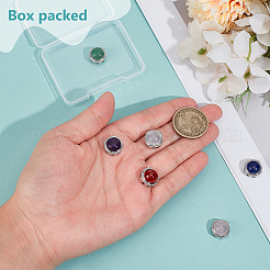 6Pcs 6 Styles Brass Pave Natural Amethyst & Rose Quartz & White Agate & Green Aventurine & Carnelian & Lapis Lazuli Multi-Strand Links&nbsp;KK-BC0015-17B