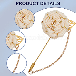 Flower Polyester Ribbon Brooches&nbsp;JEWB-WH20006-02B