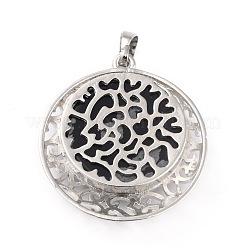 Natural Snowflake Obsidian Pendants with Hollow Platinum Brass Findings&nbsp;G-P448-A11-P