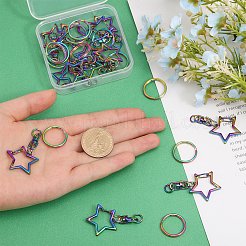16Pcs Star Alloy & Iron Swivel Keychain Claps&nbsp;FIND-CA0007-20