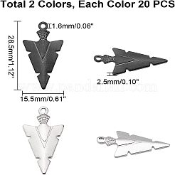 40Pcs 2 Color 304 Stainless Steel Pointed Pendants&nbsp;STAS-UN0023-90