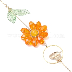 Alloy Enamel Bee & Glass Flower Crystal Suncatcher&nbsp;HJEW-TA00475-02