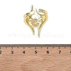 Brass Micro Pave Cubic Zirconia Cuff Open Rings for Women&nbsp;RJEW-L343-09G-01