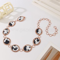 Alloy with Imitation Leather Cow Print Oval Link Chain Waist Belly Chains for Women&nbsp;FS-WGD408C-03