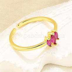 Brass Micro Pave Cubic Zirconia Cuff Rings for Women&nbsp;RJEW-H247-35G-02