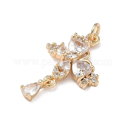 Brass Micro Pave Clear Cubic Zirconia Pendants&nbsp;KK-C168-14G