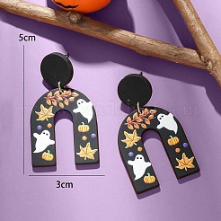 Arch with Ghost Pattern Acrylic Dangle Stud Earrings&nbsp;FS-WG2B12F-01