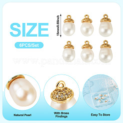 6Pcs Natural Cultured Freshwater Pearl Pendants&nbsp;PALLOY-TAC0174