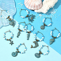 18Pcs Sea Animal Alloy Wine Glass Charms&nbsp;AJEW-SC0004-11
