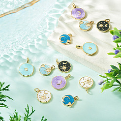 12Pcs 6 Styles Rack Plated Brass Enamel Pendants&nbsp;KK-TA0008-58