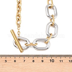 Two Tone 304 Stainless Steel Oval Link Cable Chain OT Necklaces for Women&nbsp;NJEW-T020-02D-GP