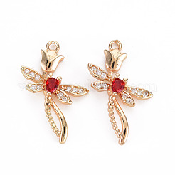Rack Plating Brass Micro Pave Clear Cubic Zirconia Pendants&nbsp;KK-T060-66C-RS