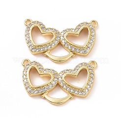 Brass Micro Pave Cubic Zirconia 2-Loop Pendants&nbsp;ZIRC-P106-33G