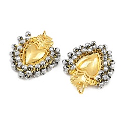 Alloy & Glass Seed Beaded Pendants&nbsp;GL-CBA96FD-01G