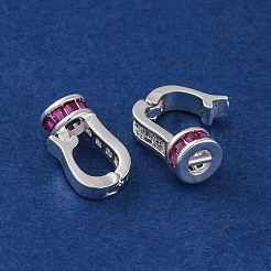 Brass Micro Pave Cubic Zirconia Fold Over Clasps&nbsp;KK-C076-06S