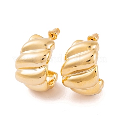 Twist C-Shaped Brass Half Hoop Stud Earrings for Women&nbsp;EJEW-G391-17G