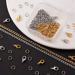 DIY 1.8m 2 Colors Vacuum Plated 304 Stainless Steel Twisted Chain Curb Chains Necklace Making Kits&nbsp;DIY-FS0001-25
