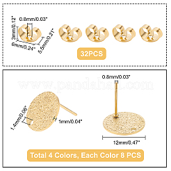 32Pcs 4 Colors 304 Stainless Steel Stud Earring Findings&nbsp;STAS-UN0023-65