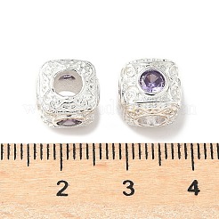 Brass Cubic Lilac Zirconia European Beads&nbsp;KK-A254-13S-01