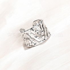 304 Stainless Steel Hollow Out Triangle Cuff Rings&nbsp;RJEW-G370-01P