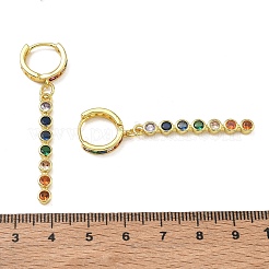 Brass Pave Cubic Zirconia Hoop Dangle Earrings&nbsp;KK-CBAD9DF-02G-B
