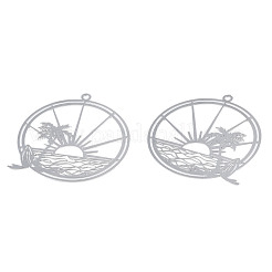 Non-Tarnish 201 Stainless Steel Filigree Pendants&nbsp;STAS-S118-057