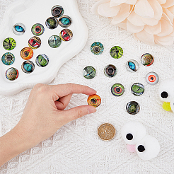12 Sets 12 Style Luminous Self Adhesive Glass Eyes Cabochons&nbsp;GLAA-CA0001-58