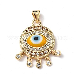 Lampwork Evil Eye Pendants with Colorful Cubic Zirconia&nbsp;ZIRC-L102-14G
