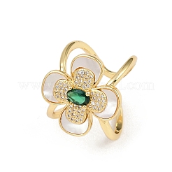 Brass Micro Pave Cubic Zirconia Cuff Rings for Women&nbsp;RJEW-F186-03G