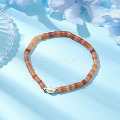 Natural Red Aventurine and Pearl Beads Btacelets&nbsp;BJEW-JB10681-04