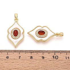 Natural Carnelian(Dyed & Heated) with Shell Pendants&nbsp;KK-N287-12G-01